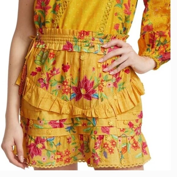 FARM RIO Flower Dream Ruffle Mini Skirt Size S - Picture 3 of 10